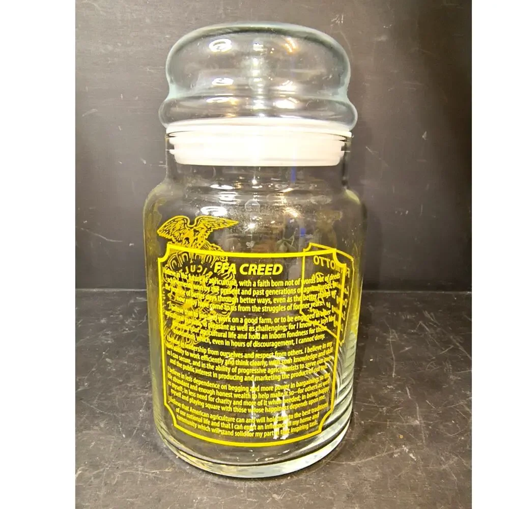 2019.  Vintage 70s FFA Glass Storage Apothecary Jar Lidded Sealed Libbey Glass